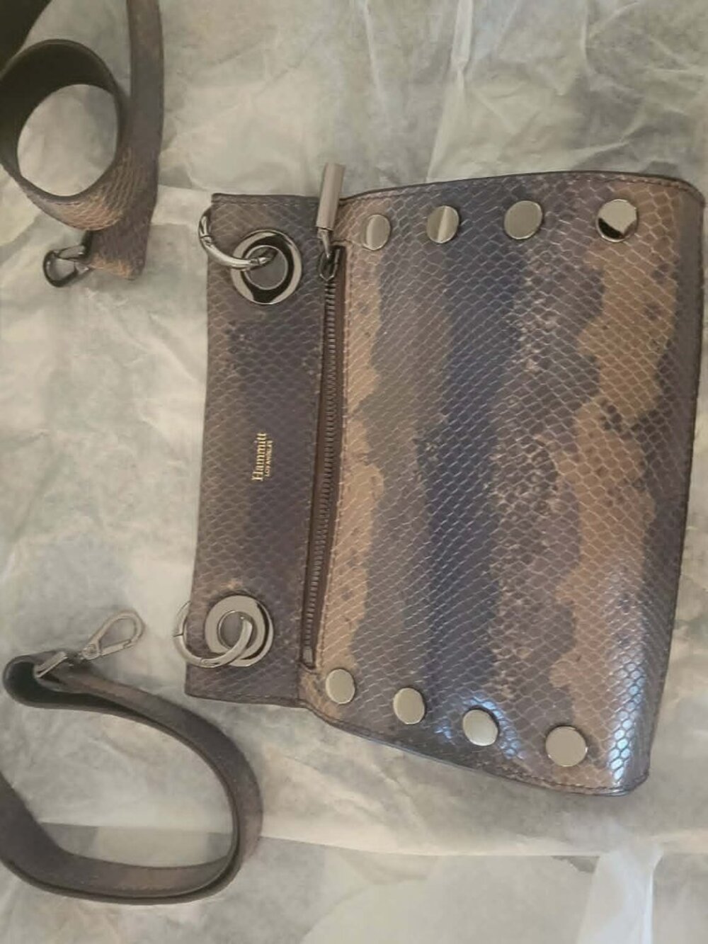 Hammitt Tony Small Java Snake Gunmetal Crossbody